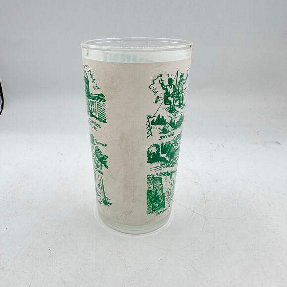 Vintage Vermont State Souvenir Glass Frosted Tumbler Hazel Atlas MCM Cocktail - Picture 8 of 9